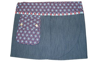 Wickelrock runde Form Jeans uni dunkelblau